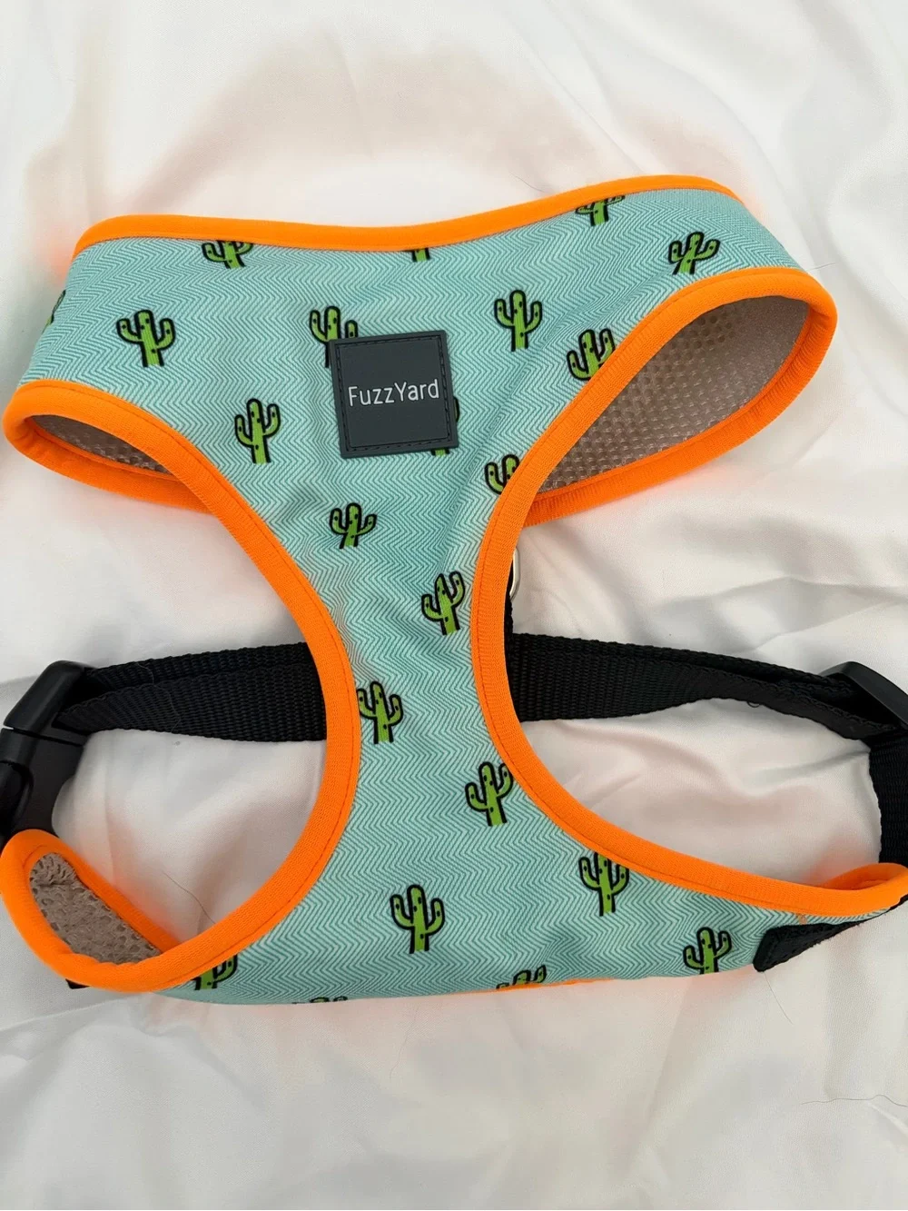 FuzzYard Mint Cactus Dog Harness with Orange Trim